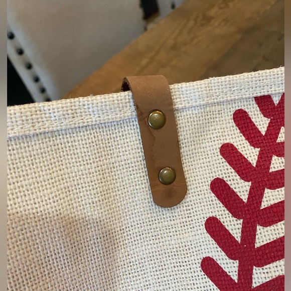 Burlap Baseball Bag, White/Red - Picture 8 of 15